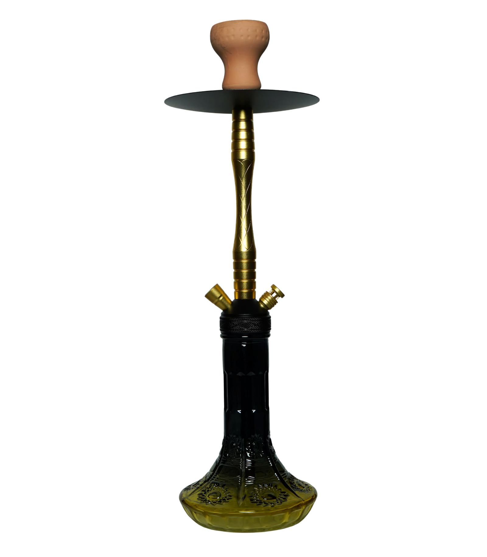 Contemporary hookah with glass base and hookah head